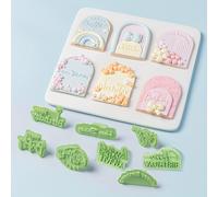 TEMU 8 Patrones de Sello para Galletas de , Molde para Galletas de Fondant con Fuente , Herramientas para Hornear Chocolate y , Topper para Cupcakes, Molde para Galletas de