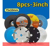 TEMU 8 piezas de 3 pulgadas/75 mm, kit de discos abrasivos profesionales para acabado de piedra, metal y madera - Discos de resina/flap/brazado/ con afilado y recorte de bordes duraderos