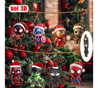 TEMU 8 Piezas de Adornos Navideños de la Serie de Héroes Marvel - , Iron Man, América, Thor, Hulk, Negra, Ojo de , Ant-Man - Decoraciones Colgantes de Madera Duraderas