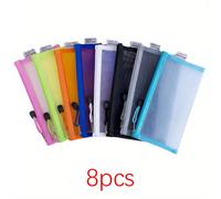TEMU 8 piezas de bolsa transparente para lápices A6, portátil y sencilla con cremallera, gran capacidad, organizador de útiles escolares