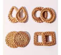 TEMU 8 Piezas de Decoraciones para Aretes Hechas a en Ratán, 4 Estilos, Accesorios de Moda con Colores y Ligeramente Diferentes