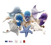 TEMU 8 piezas de juego de punto para principiantes con animales, juego de punto para adultos con tutorial , DIY para adultos con tiburón, y peces, regalo de y vacaciones, decoración e .