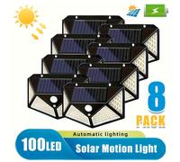 TEMU 8 Piezas de Luces Solares Inteligentes con Sensor, Lámparas Exteriores Solares con Detector de Movimiento, 100 LED 4 , Iluminación en 3 para Jardín, , Patio y Garaje