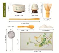 TEMU 8 piezas Juego de de té Matcha japonés, de Matcha de cerámica, , , soporte para , cuchara de bambú y tapete, ideal para decoración de Navidad, Halloween, Pascua, Hanukkah, Acción de Gracias