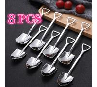 TEMU 8 piezas/set Cucharas de Té Creativas, Vajilla en Acero Inoxidable, Cuchara para Café y Helado Estilo Retro
