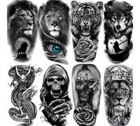 TEMU 8 Tatuajes Temporales de una Loba Liger Tribal Negra Adulta