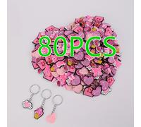 TEMU 80 Piezas de Llaveros Aleatorios de PVC Rosa con Dibujos Animados - Regalo Ideal para , San Valentín y Aniversarios, Familiares/