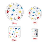 TEMU 80 piezas de suministros para de con de perro, decoraciones para con de perro, temática de cachorro, picnic, platos de papel, vasos, servilletas y vajilla para de de perro, favores de