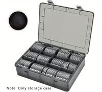 TEMU 84 piezas Cápsulas de monedas de 46 mm, para de espuma y de almacenamiento de plástico, soporte de monedas para coleccionistas de monedas 7 tamaños (16/20/25/27/30/38/46mm) - Estuche + negra