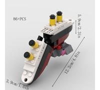 TEMU 88pcs RMS Hundido Partido en Dos Montaje Bloques de Construcción Kit de Barco Construcción Regalo de Navidad Halloween Día de Acción de Gracias Juguete
