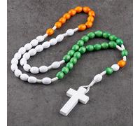TEMU 8x10mm Cuentas de madera con rosario católico con cordón - Pendiente elegante de cruz, ideal para de San Valentín, joyería religiosa | Diseño | Cuentas de madera natural