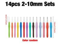 TEMU 9/14pcs Agujas de Crochet Coloridas 2-10mm Mango Accesorios de Tejido para Tejer a DIY para Suéter, Bufanda, Guantes, Gorro, Aguja de Costura