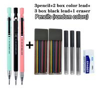 TEMU 9/7 lápices mecánicos de 2.0 mm con de plomo negro, 12 , , sacapuntas y recambios adecuados para artísticos, escritura y diseño de ingeniería