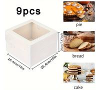 TEMU 9 cajas cuadradas grandes de color con ventanas de exhibición transparentes para pasteles de capas múltiples, ideales para , y postres de fiesta, suministros para decoración de pasteles.