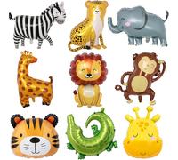 TEMU 9 Globos de Aluminio Animales, XXL León Tigre Elefante , Helio Balones, Cebra Mono Gigantes, Globos de para Niños