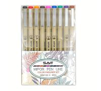 TEMU 9 Marcadores de Línea de 9 Colores, Marcadores Impermeables y Duraderos para Ilustración, Dibujo, Coloreado y Resaltado, Superficie de Plástico, Punto Fino, Suministros de Oficina