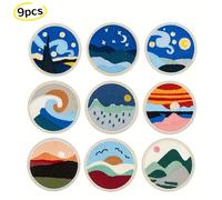 TEMU 9 parches termoadhesivos de bordado de paisajes de dibujos animados, apliques decorativos para ropa, para planchar con y coser, para parches de bricolaje en ropa, jeans, gorras y bolsos
