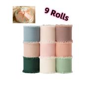 TEMU 9 Rollos, 1 x 3 Yardas de Cinta de Borlas de Gasa a | Cinta de Poliéster para Envolver Regalos, Manualidades, Decoraciones de y Fiestas