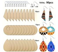 TEMU 90 piezas Adornos de madera Aportaciones Pendientes de aretes sin pulir Pendientes de Cortados en Aretes hechos a