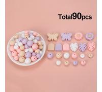 TEMU 90 piezas de cuentas de silicona, , hojas, , , margarita, cuentas focales redondas para joyería DIY, llaveros, pulseras, collares, bolígrafos con cuentas, manualidades de decoración del hogar.