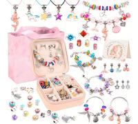TEMU 95 piezas de kit para hacer pulseras de encanto de unicornio y - Lindo juego de joyas de cuentas DIY para niñas, para , Navidad, Año , con de regalo de rosa