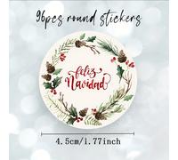 TEMU 96 pegatinas de corona navideña española con piñas y - Etiqueta festiva de " Navidad" para envolver regalos, material de papel, ideal para decoraciones navideñas