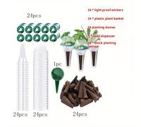 TEMU 97 piezas de kit - cesta circular para cultivo , adhesivo bloqueador de luz + distribuidor de semillas, ideal para sin suelo con vasos de plantas