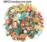 TEMU 98 Piezas de Llaveros Planos 2D de Tema Navideño con Santa, Reno, Casa de Jengibre, Árbol de Navidad, Hombre de Jengibre, etc., para Bolsas, Llaves, etc., Regalo de Decoración Navideña