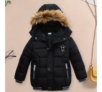 TEMU Abrigo de Moda para Niños, Chaqueta Gruesa de Invierno con Capucha, Abrigo y para Niños, Ropa para Niños, Cuello de Piel Sintética, Regalo para Acción de Gracias, Navidad y Año