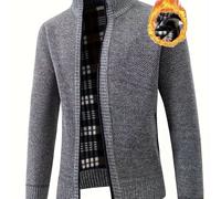 TEMU Abrigo y de Forro Polar para Hombre, Cárdigan Casual y con Cierre de Correa de Color de Media , Adecuado para Invierno y Otoño, Tejido de Punto