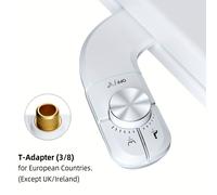 TEMU Accesorio de inodoro de boquilla no eléctrico, control de presión de agua ajustable, boquilla autolimpiable, limpieza frontal y trasera