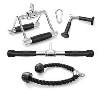 TEMU Accesorio de Máquina de Pesas para Tríceps, Juego de 3/4 Piezas con Cuerda para Tríceps, Agarre en V, Agarre en D y Barra , Accesorios de Cable para Gimnasio en Casa