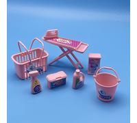 TEMU Accesorios de lavandería de plástico simulado, juguete, mini tabla de planchar, cesta de detergente de lavandería, decorativo, accesorios de lavandería, para sala de lavandería