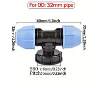 TEMU Accesorios para IBC 20/25/32mm Tubo PE PVC de Conversión S60 para IBC Adaptador de Riego Directo para Jardín Conector de Agua para Jardín