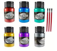 TEMU Acrylic Metálico, Juego de 6 Colores en Botellas de 20ml - Pintura Metálica con y Color Fijo, Ideal para Artistas, Principiantes, Manualidades en Piedra, Tela, Vidrio y Cuero