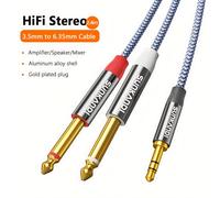 TEMU Adaptador de Cable de Audio de Calidad SUNKANDI - 1/8" TRS a 1/4" TS Y Divisor, para iPhone, PC, Tarjeta de Sonido, Mezclador y Altavoces