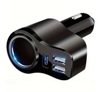 TEMU Adaptador de Cargador para Coche USB C 4 en 1, 47W, Adaptador con 4 Puertos USB y Divisor de Enchufe Puertos USB, Carga Rápida USB Tipo C PD 12V/24V, Compatible con GPS