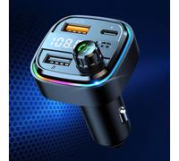 TEMU Adaptador de Coche USB de Carga Rápida Compacto de 22.5W con Transmisor FM Inalámbrico, Radio y Reproductor de MP3 - Compatibilidad, Puertos Dual USB-C/USB-A para Carga Simultánea de Dispositivos