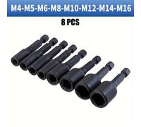TEMU Adaptador De Enchufe De Llave De Vaso De 6 Piezas / 8 Piezas De Acero De Aleación M4-M16 Métrico Para Tornillo De Máquina De Cambio Rápido De Vástago Hexagonal De Para Herramientas Eléctricas