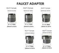 TEMU Adaptador de grifo de 5 piezas para G1/2 , especificaciones para solucionar el problema de interfaces de grifos no estándar, equipado con arandelas de