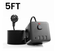 TEMU Adaptador de Viaje Europeo 7 en 1 para Hogar y Viajes - Regleta de Corriente, 4 Puertos USB (1 Rápido Tipo-C) y Compatibilidad de Voltaje (Enchufe EU, No Requiere Convertidor de Voltaje)