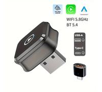 TEMU Adaptador inalámbrico de función para Carplay y Auto, dongle USB rápido para sistemas Carplay con cable de fabricante original, fácil de usar, de aleación de , sin batería
