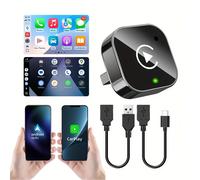 TEMU Adaptador Inalámbrico para Carplay y Auto 2025, un Adaptador Inalámbrico Plug-And-Play con Interfaz USB/USB-C, que Admite Conexión Wifi o Inalámbrica (Negro), Sin Batería