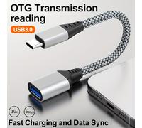 TEMU Adaptador Tipo-C Cable Trenzado de Nylon USB 3.0 a Hembra, Transmisión Rápida OTG para Disco Duro, Cámara, Impresora, Teléfono y Laptop - Extensión de