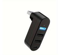 TEMU Adaptador USB 3.0/2.0 de 4 puertos giratorio 180° con conector Tipo-C - Convertidor de de energía USB compacto para accesorios de PC, ABS, operación USB ≤36V, diseño para viajes