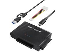 TEMU Adaptador USB 3.0 a IDE SATA, de Disco Duro SSD Convertidor de Transferencia de para HDD SSD IDE SATA de 2.5" 3.5" (Sin Adaptador de Corriente)