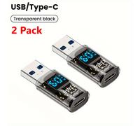 TEMU Adaptador USB 3.2 de 2 piezas, a hembra, con pantalla digital transparente, adaptador de USB3.2 de 10 para PC y portátil