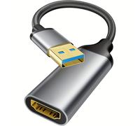 TEMU Adaptador USB a HDTV, 1080P@60Hz USB 3.0/2.0 a HDTV Hembra Convertidor de cable de múltiples pantallas, compatible con Windows 7/8/10/11 - Se requiere la instalación del controlador