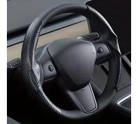 TEMU Adecuado para Model 3/Y para TESLA Modificación del Volante del Coche de Fibra de Carbono Antideslizante Volante Deportivo Cubierta Accesorio