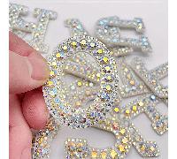 TEMU Adhesivo de diamantes de 26PCSA-Z con en inglés, parche de diamantes de que se puede coser o planchar, y una de cristal AB para aplicaciones de .